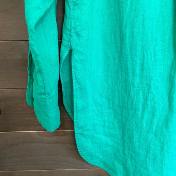NWT 💚 MAEVE Anthropologie 100% Linen Long Sleeve Button Down Shirt Top - Picture 4 of 5